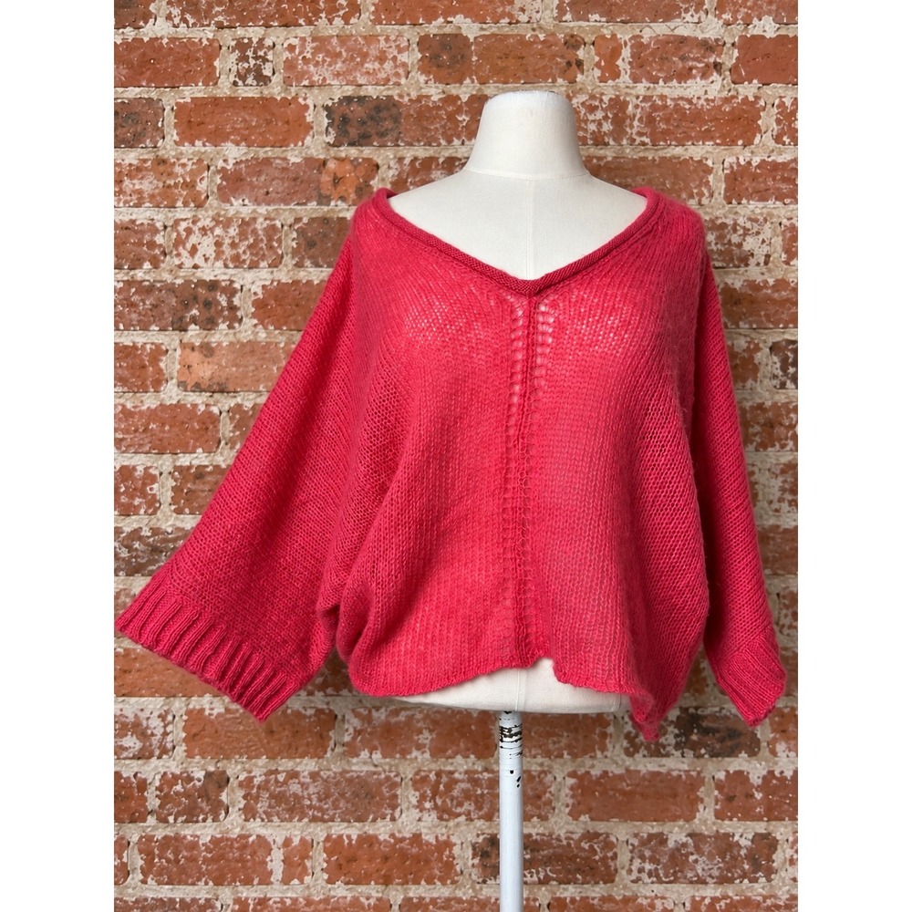 Wooden Ships Pink Mohair Wool Oversized Dolman Sweater S/M Lagenlook Costal Boho